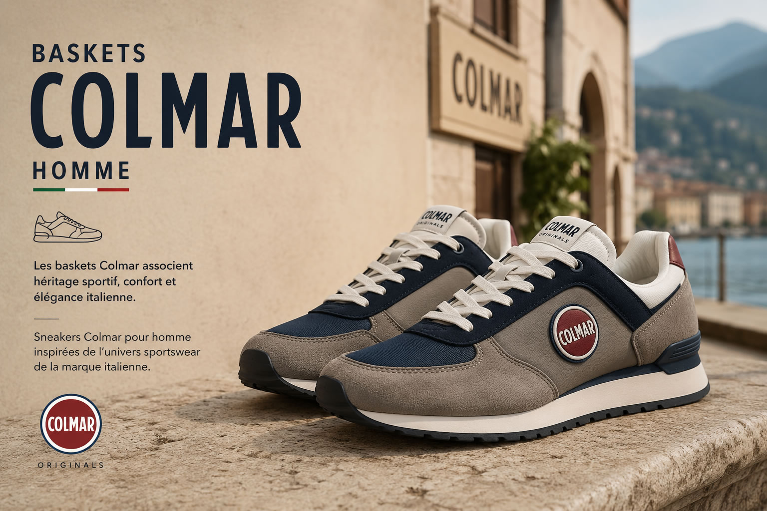 Baskets Colmar homme de la collection lifestyle alliant confort, design sportif et élégance italienne.