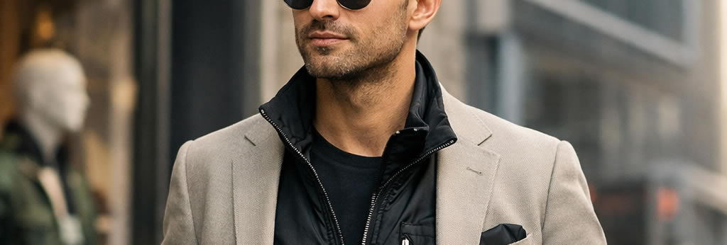 Homme d’une trentaine d’années portant une tenue moderne et élégante, illustrant l’équilibre entre nouveauté et crédibilité en mode masculine