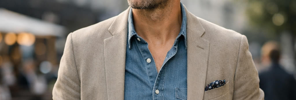 Homme de 40 ans portant une tenue moderne et décontractée, illustrant le style masculin dans le vent en milieu urbain