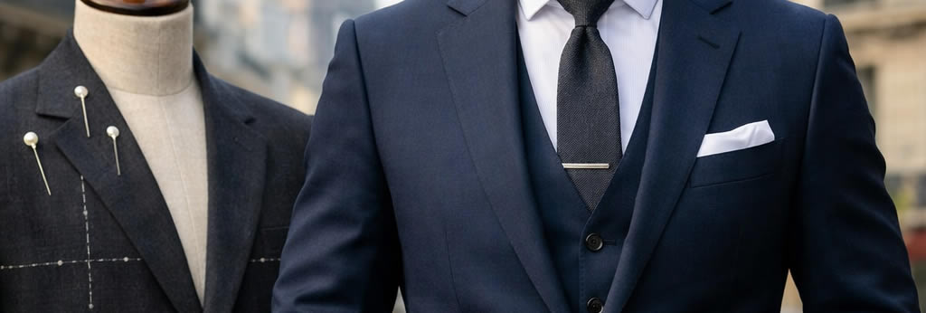 Homme élégant de 35 à 45 ans portant un costume parfaitement ajusté, illustrant l’expression être tiré à quatre épingles et la maîtrise de l’image masculine