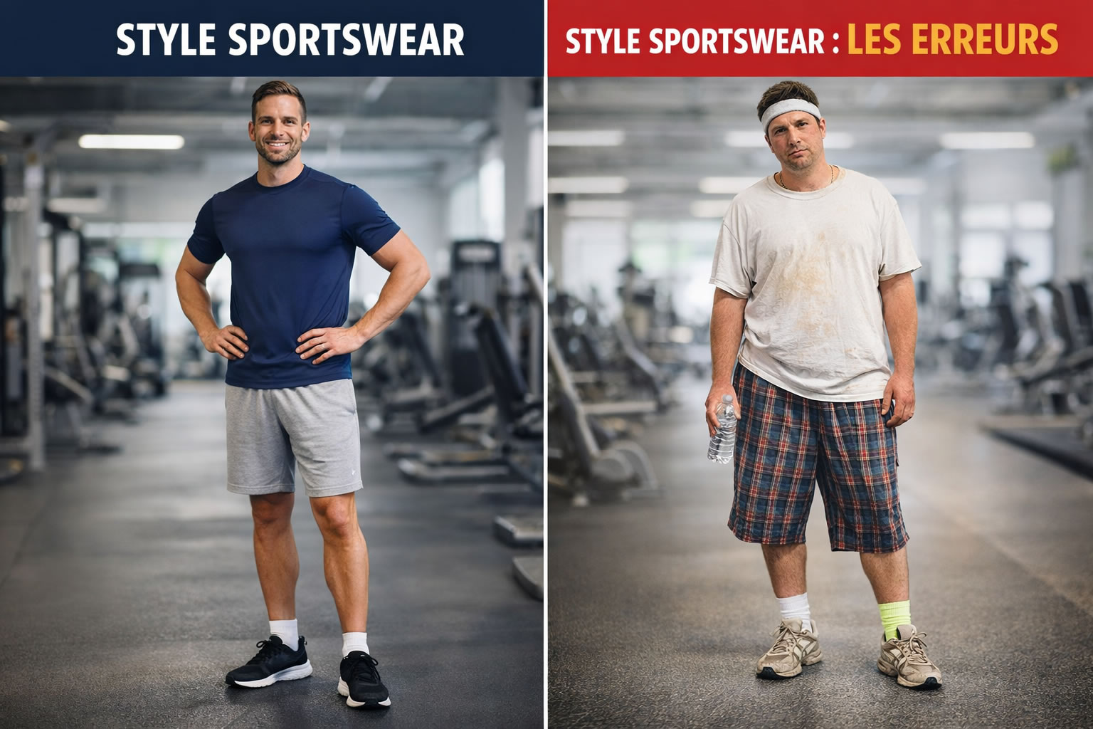 comparaison style sportswear homme réussi et erreurs tenue sport mal portée homme