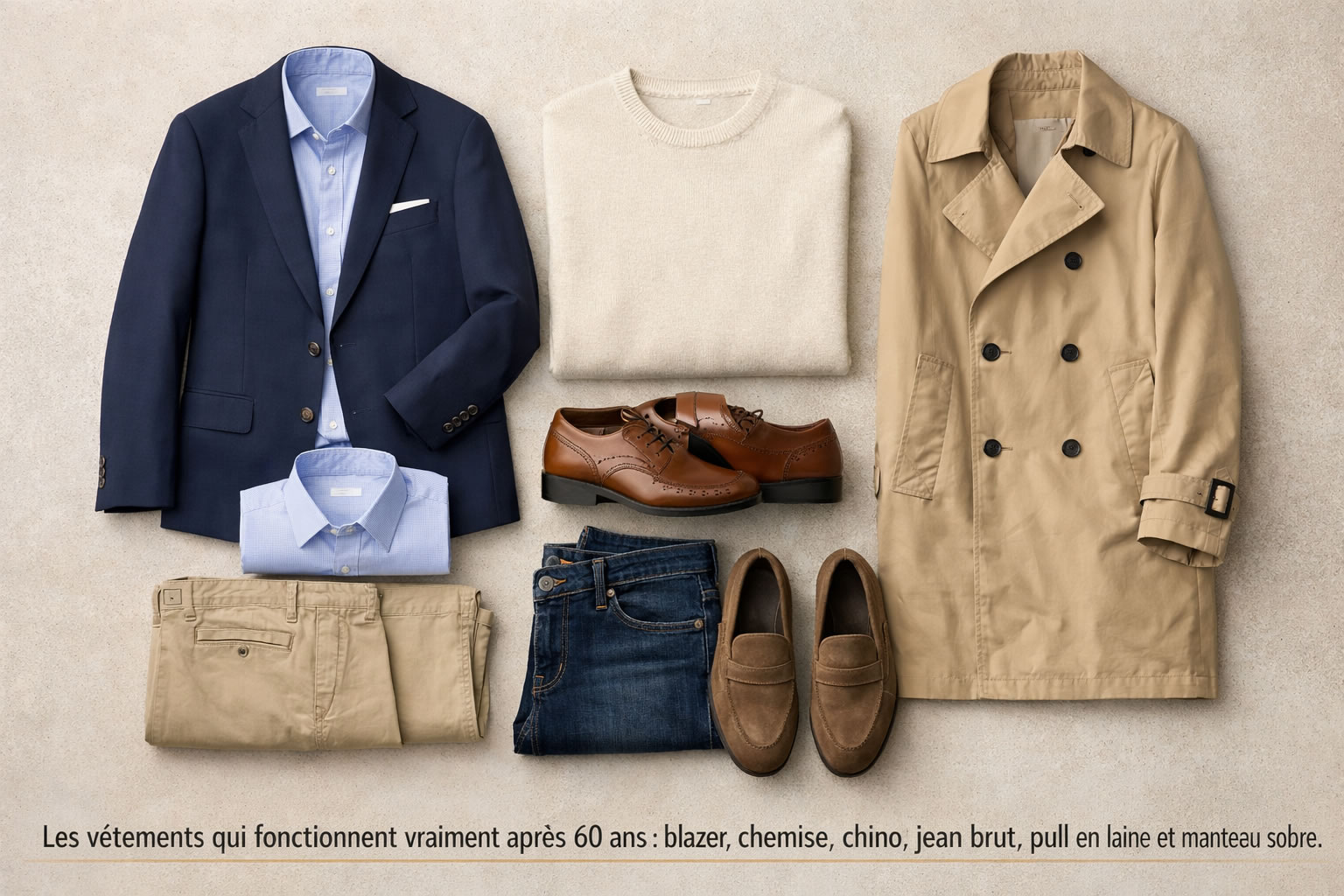 vêtements homme 60 ans blazer chemise chino jean brut pull et manteau style élégant senior