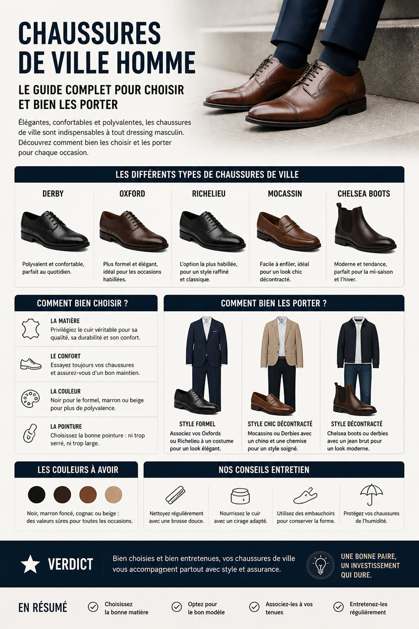 Chaussures de ville homme : guide complet pour choisir et bien les porter chaussures de ville homme richelieu derby mocassins guide complet comment choisir