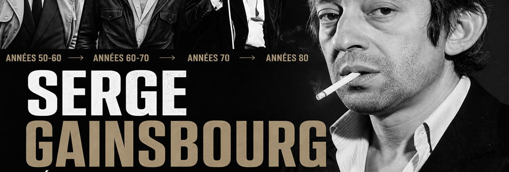 style vestimentaire Serge Gainsbourg évolution années 50 60 70 80 élégance masculine iconique