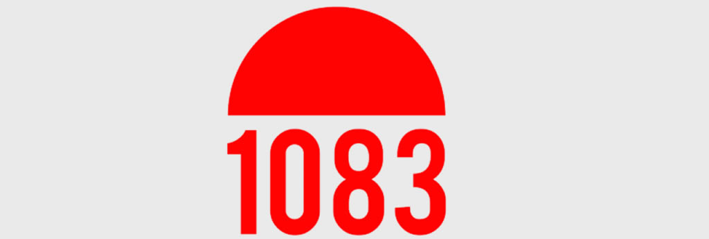Logo de la marque française 1083, composé d'un demi-cercle rouge au-dessus du nombre « 1083 » sur fond clair.