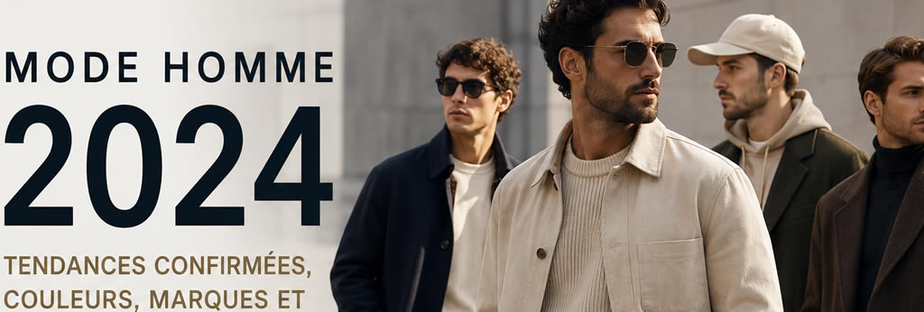 Silhouettes masculines illustrant les principales tendances de la mode homme en 2024 avec des tenues sobres, des couleurs naturelles et un style contemporain.