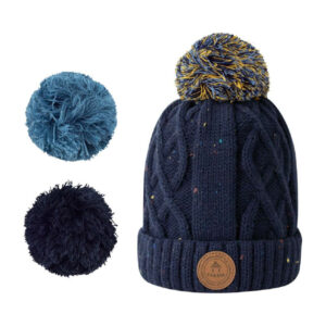 cabaia bonnet marine mouchete jus de pomme avec pompons interchangeables
