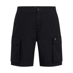 calvin klein jeans bermuda cargo en coton noir uni a coupe regular fit avec une taille elastiquee 2