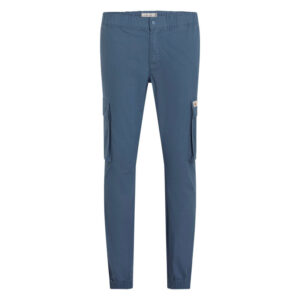 calvin klein jeans cargo en coton bleu uni a coupe skinny avec une taille et des ourlets elastiques 6