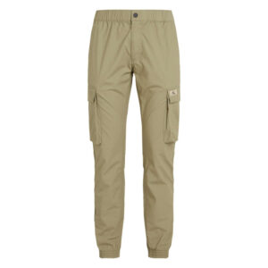 calvin klein jeans cargo en coton kaki uni avec une coupe slim et une taille elastiquee