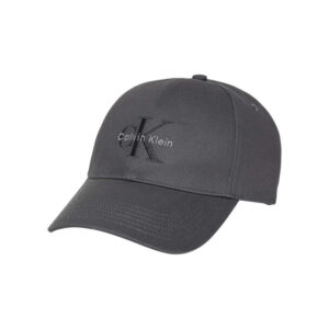 calvin klein jeans casquette en coton anthracite uni avec logo et fermeture strapback