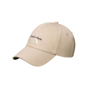 calvin klein jeans casquette en coton beige uni avec logo et fermeture strapback