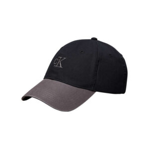 calvin klein jeans casquette en coton bicolore noire et gris uni avec fermeture strapback
