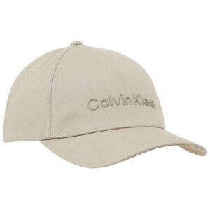 calvin klein jeans casquette en coton ecrue unie avec visiere arrondie et nom de la marque