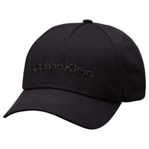 calvin klein jeans casquette en coton noire unie coupe strapback avec nom de la marque