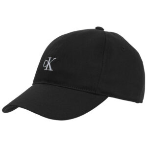 calvin klein jeans casquette en coton noire unie coupe strapback avec visiere arrondie