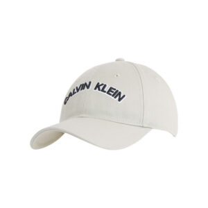calvin klein jeans casquette strapback en coton gris clair avec le nom de la marque arrondi