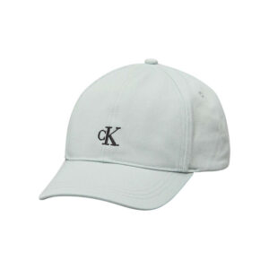 calvin klein jeans casquette strapback en coton vert d eau unie avec le logo brode a l avant