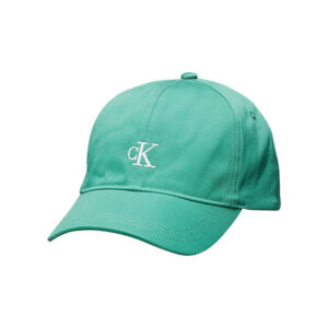 calvin klein jeans casquette strapback en coton verte unie avec le logo brode a l avant