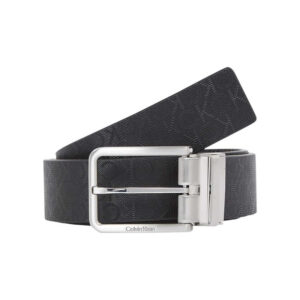 calvin klein jeans ceinture en cuir noire avec une boucle rectangulaire et un imprime all over logo 4