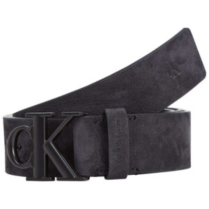 calvin klein jeans ceinture en cuir noire unie effet use avec monogramme sur la boucle 4