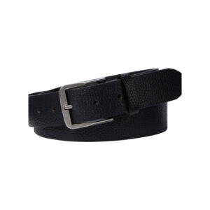 calvin klein jeans ceinture noire en cuir de buffle avec boucle argentee