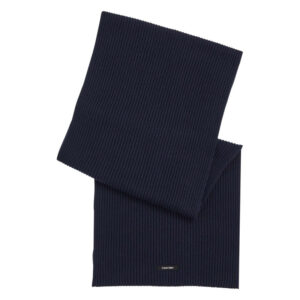 calvin klein jeans echarpe en coton marine unie avec patch brode au nom de la marque