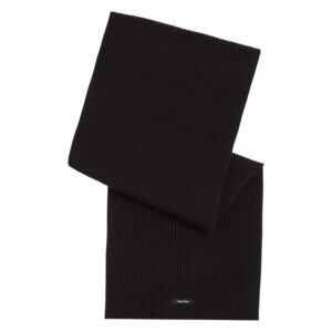 calvin klein jeans echarpe en coton noire unie avec patch brode du nom de la marque