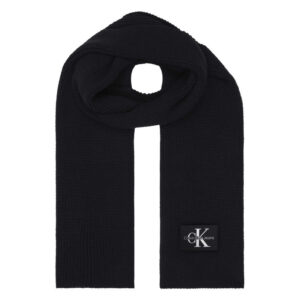 calvin klein jeans echarpe en maille epaisse et cotelee en partie en laine noire