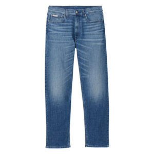 calvin klein jeans jean en coton bleu uni avec une coupe droite a zip et a bouton 2