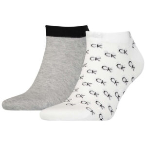calvin klein jeans lot de 2 paires de chaussettes basses en coton melange grises et blanches