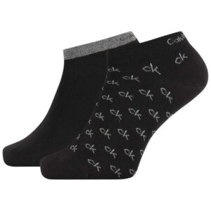 calvin klein jeans lot de 2 paires de chaussettes basses noires avec imprime de la marque 2