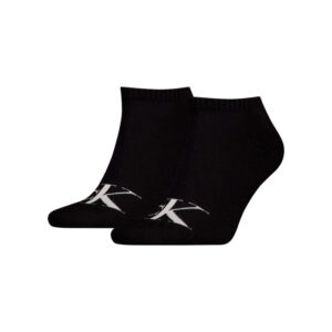 calvin klein jeans lot de 2 paires de chaussettes basses noires unies avec monogrammes blancs 2
