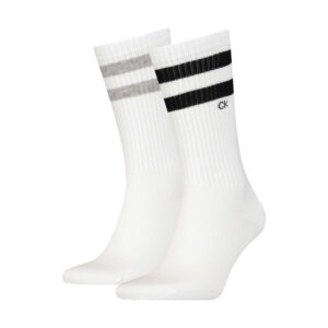calvin klein jeans lot de 2 paires de chaussettes blanches avec 2 bandes et une coupe haute
