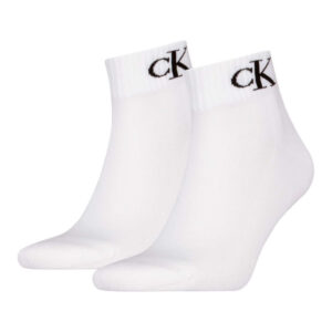 calvin klein jeans lot de 2 paires de chaussettes hautes en coton melange blanches a coupe haute