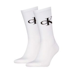 calvin klein jeans lot de 2 paires de chaussettes hautes en coton melange blanches monogrammes 2