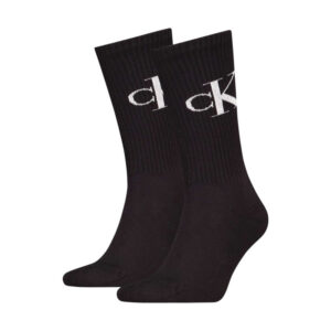 calvin klein jeans lot de 2 paires de chaussettes hautes en coton melange noires monogrammes