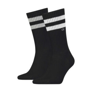 calvin klein jeans lot de 2 paires de chaussettes hautes noires avec 2 bandes autour du mollet 2