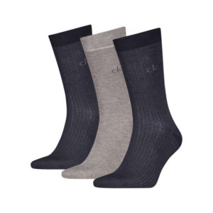 calvin klein jeans lot de 3 paires de chaussettes hautes grises et marine en coton melange