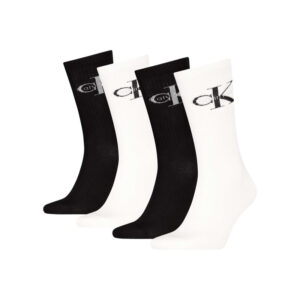 calvin klein jeans lot de 4 paires de chaussettes hautes en coton melange noires et blanches