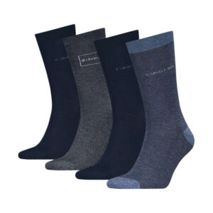 calvin klein jeans lot de 4 paires de chaussettes hautes marine unies a coupe haute