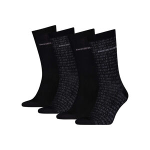 calvin klein jeans lot de 4 paires de chaussettes hautes noires imprimees en coton melange
