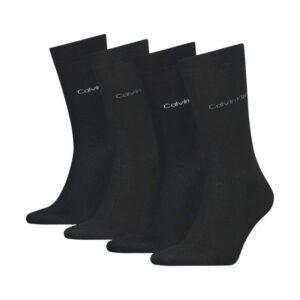 calvin klein jeans lot de 4 paires de chaussettes hautes noires unies avec nom de la marque brode