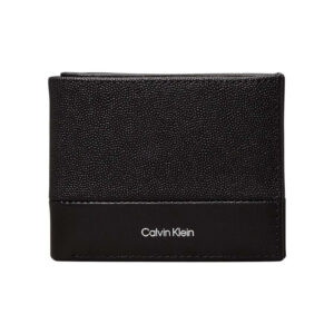 calvin klein jeans petit portefeuille en cuir noir bi matiere avec de nombreux rangements