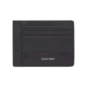calvin klein jeans porte cartes en cuir noir uni avec un touche graine et une poche zippee
