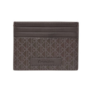 calvin klein jeans porte cartes marron avec un revetement a motifs monogrammes