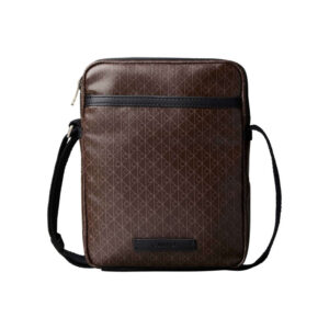 calvin klein jeans sacoche marron a motifs monogrammes avec bandouliere et zip