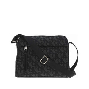 calvin klein jeans sacoche noire a imprime monogrammes avec bandouliere ajustable