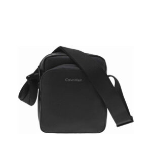 calvin klein jeans sacoche noire unie avec deux compartiments a fermeture zippee