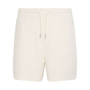 calvin klein jeans short jogging en coton ecru uni avec une coupe droite et une taille elastiquee